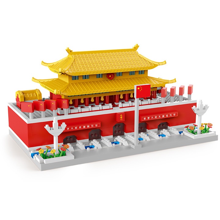 Комплект за изграждане на музейния дворец на площад Тянанмън, строителни блокове играчки, ABS, 1900 части, многоцветен
