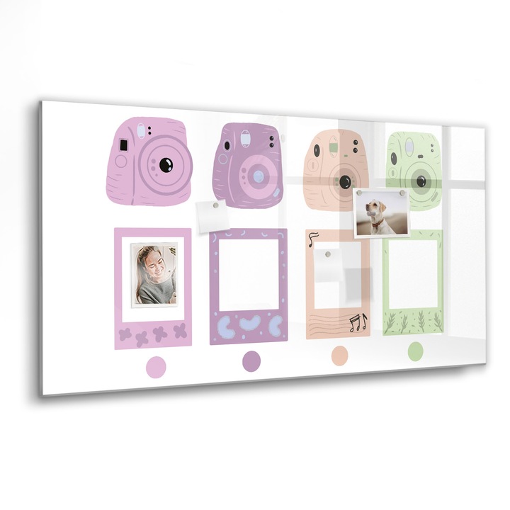 Tabla magnetica, Coloray, Set de camere, Multicolor, 120 x 60 cm, Magneti, Marker negru, 010640700040300088347