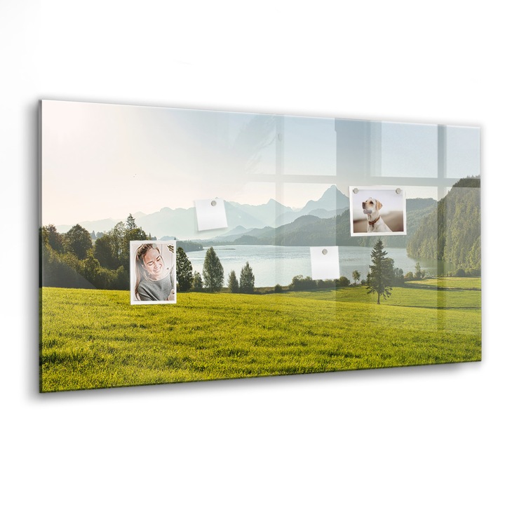 Tabla magnetica, Coloray, Camp munti, Verde, 120 x 60 cm, Magneti, Marker negru, 010640700040300088418