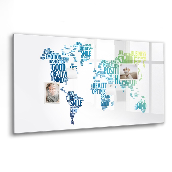 Tabla magnetica, Coloray, Harta cuvintelor frumoase, Albastru, 120 x 60 cm, Magneti, Marker negru, 010640700040300088391