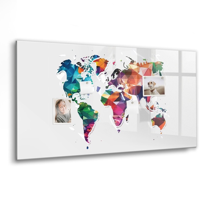 Tabla magnetica, Coloray, Harta lumii a triunghiului, Multicolor, 120 x 60 cm, Magneti, Marker negru, 010640700040300088298