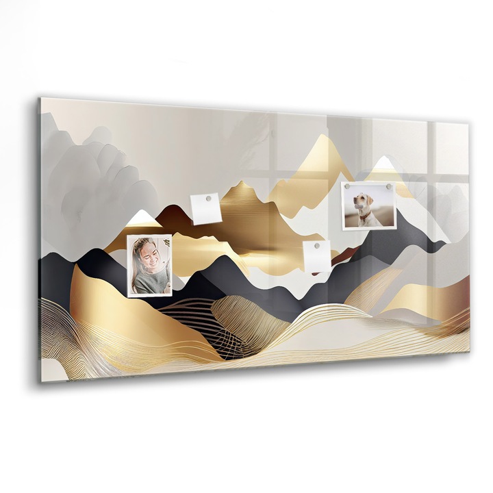 Tabla magnetica, Coloray, Abstractia muntilor, Multicolor, 120 x 60 cm, Magneti, Marker negru, 010640700040300088300