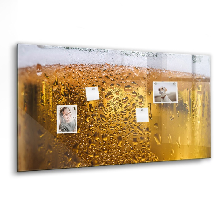 Tabla magnetica, Coloray, O halba de bere, Galben, 120 x 60 cm, Magneti, Marker negru, 010640700040300028075