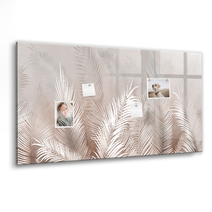 Tabla magnetica, Coloray, Frunze tropicale, Gri, 120 x 60 cm, Magneti, Marker negru, 010640700040300088324