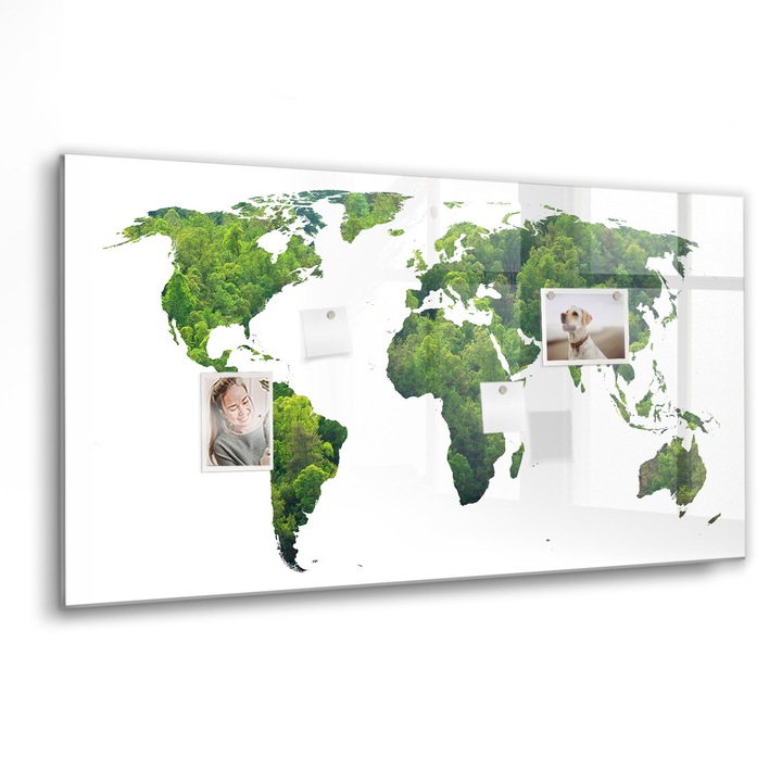 Tabla magnetica, Coloray, Ecologia hartii mondiale, Verde, 120 x 60 cm, Magneti, Marker negru, 010640700040300088728