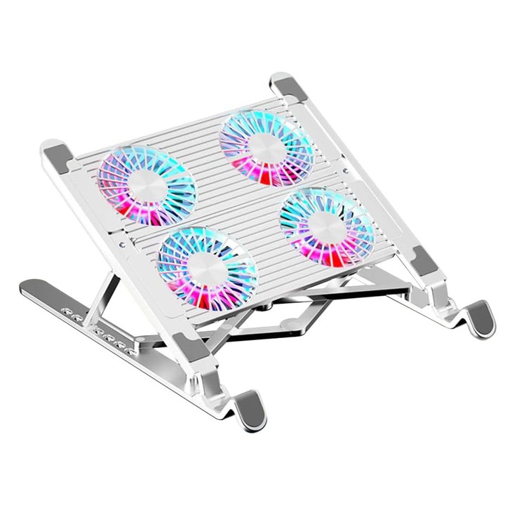 Suport cu racire pentru laptop, SIHOiSi, 24x10-17cm, Argintiu