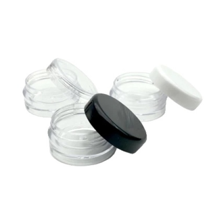 Set 100 recipiente cosmetice, Plastic transparent, Capac inclus, Alb/Transparent, 20 g