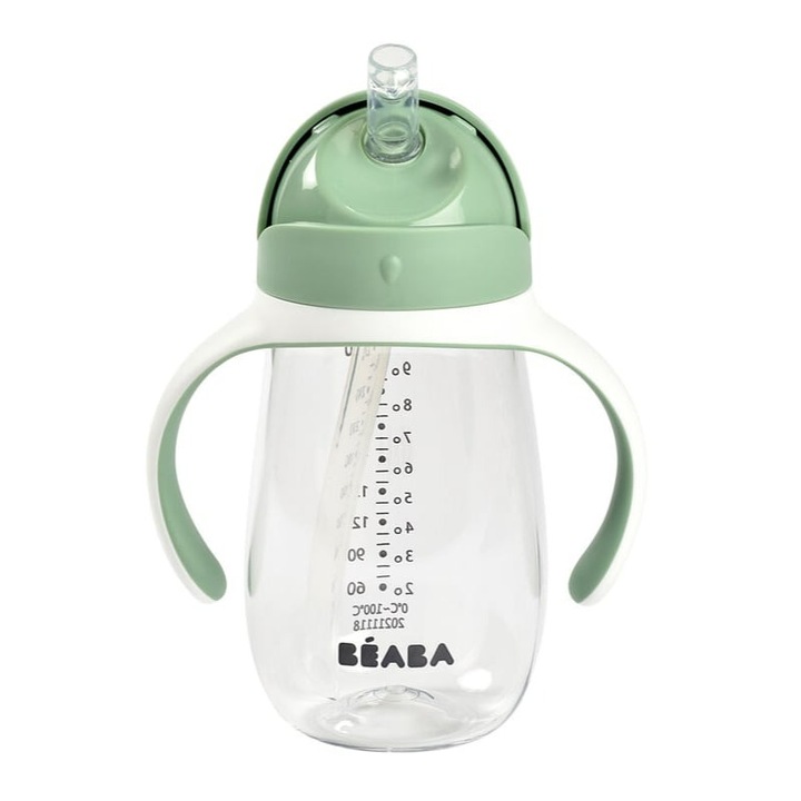Beaba Sage Green baba tritán szívószálas pohár, 300ml, zöld