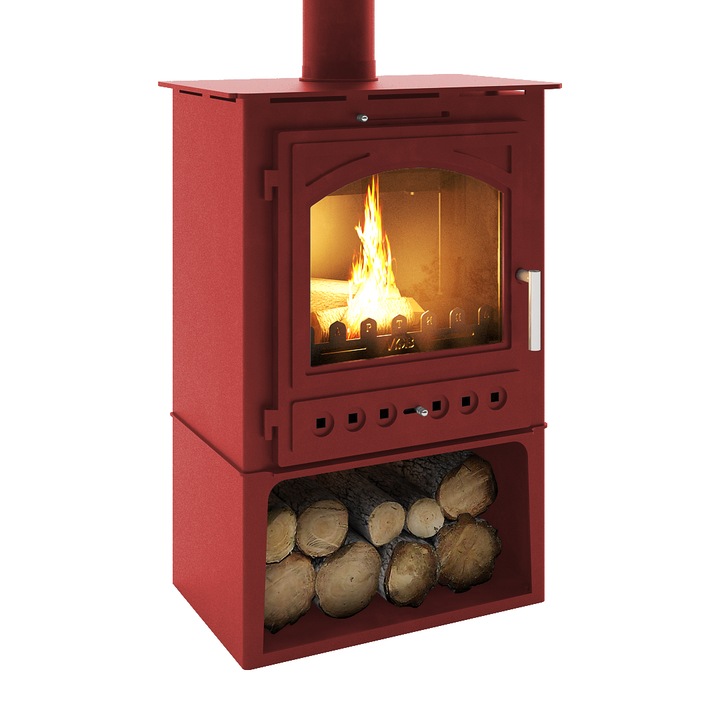 Камина, Мартина Плюс, 9(10)kW, Еко, С водна риза, Червен