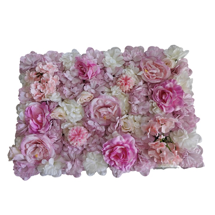 Panou decorativ de perete Gerdani BG, 60x45cm, flori, roz deschis/alb