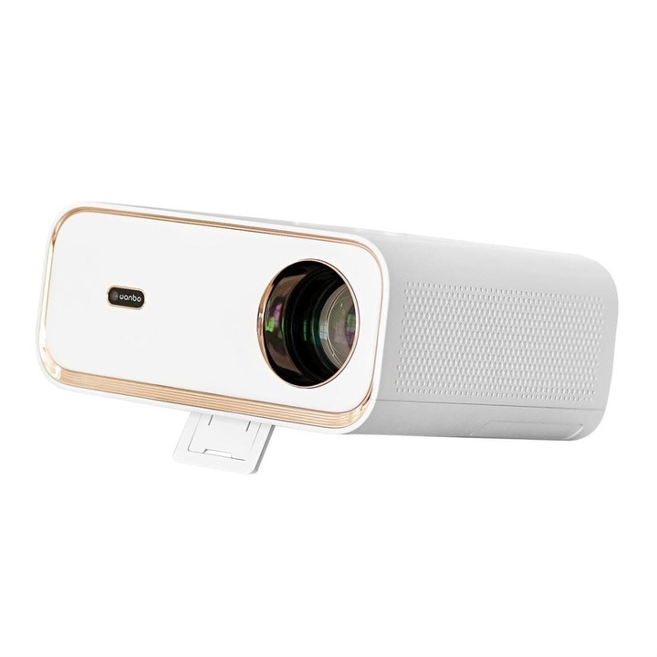 Видео проектор Wanbo X5, 1100 ANSI лумена, Full HD 1920x1080, Android, Wi-Fi 6, златисто и бяло, 265x234x115mm