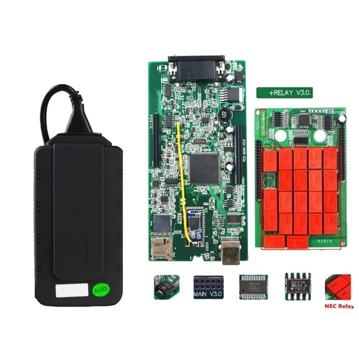 Set Multidiag Pro Tcs pentru Diagnoza Auto, Conectivitate Bluetooth, Releu NEC, Carcasa Neagra, Flanel Super Cosy & Sherpa Fleece, Albastru Inchis, 50x60''.