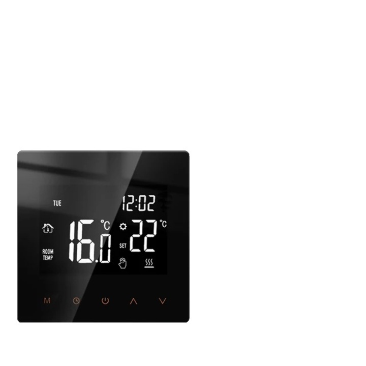 Intelligens termosztát, Alexa és Google Home kompatibilis, App Control, Hőmérséklet pontosság, LCD érintőképernyő, 86x86mm