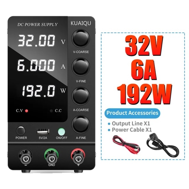 Регулируем DC захранващ блок, 30V/60V/120V, 10A/5A/3A, черен, 220V, 50x60''