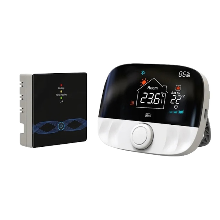 Kit Smart Home termostat wireless, control vocal, programabil, negru