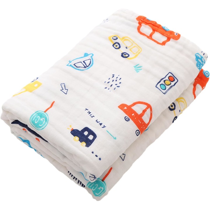 FizioTab® baba matrac, 6 rétegű muszlin, 110x110 cm, pamut, 0-5 éves korig, autómodell