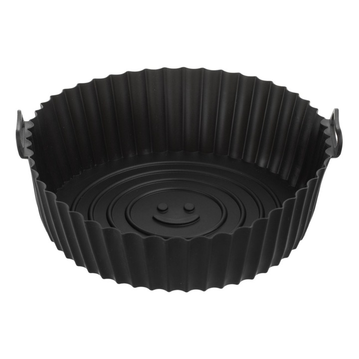 Szilikon forma Air Fryer Shopiens®, fogantyúkkal, fekete, 23 x 7 cm