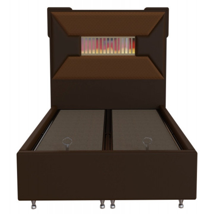 Pat Tapitat Stofa, cu Somiera rabatabila si 2 Lazi de depozitare, 140x200