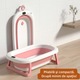 Cadita Bebe GALAXIA®, cu suport si termometru, pliabila, include o perna de siguranta detasabila, protectie anti-alunecare, sarcina maxima 46 kg, roz