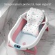 Cadita Bebe GALAXIA®, cu suport si termometru, pliabila, include o perna de siguranta detasabila, protectie anti-alunecare, sarcina maxima 46 kg, roz