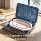 Cadita Bebe GALAXIA®, cu suport si termometru, pliabila, include o perna de siguranta detasabila, protectie anti-alunecare, sarcina maxima 46 kg, roz