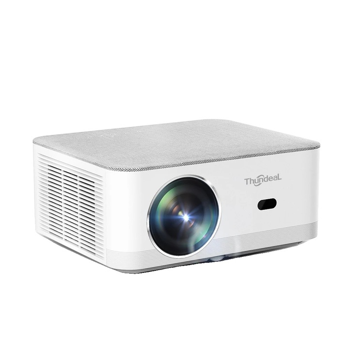 Hordozható videoprojektor, Full HD 1080P felbontás, WiFi csatlakozás, Android 9.0, fényerő 6500 Lumen, kontraszt 10000:1, vetítés akár 200 hüvelykig, fekete