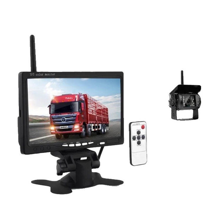 Монитор за кола/комплект камера за заден ход, ABS, 7 инча LED екран, резолюция 800 x 480, черен