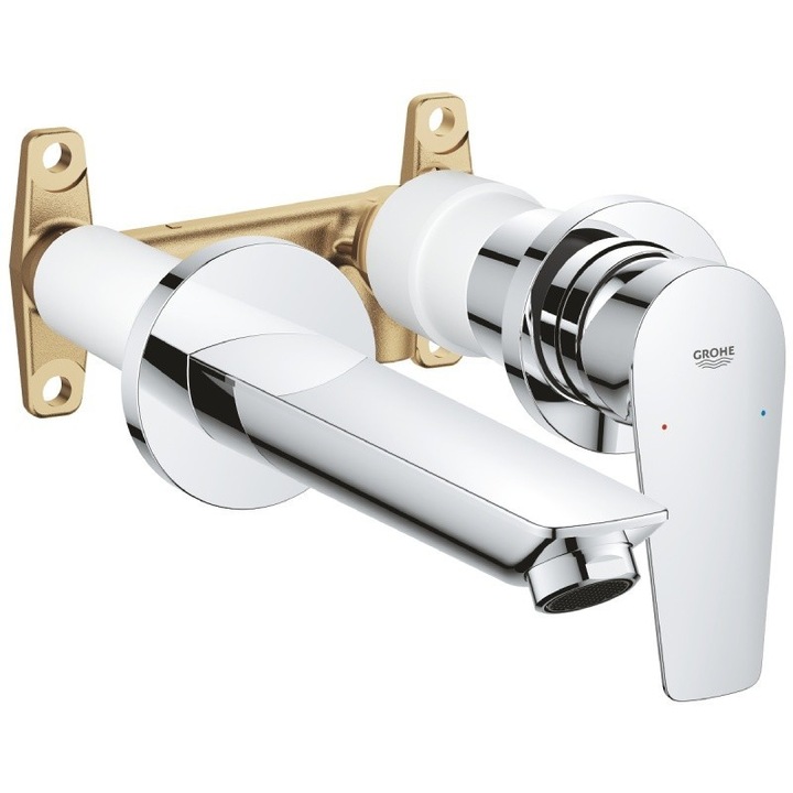 Grohe BauEdge csaptelep, Falra szerelhető, Beépíthető, Mosdókagylóhoz, Beltéri és kültéri egység, Króm
