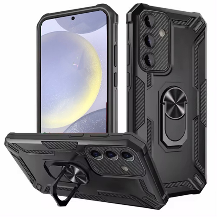 TokSamsung A55-el kompatibilis ring 360 forgó Daden®, hibrid anti-shock, gyűrűtartó, anti-shock, prémium minőségű, fekete
