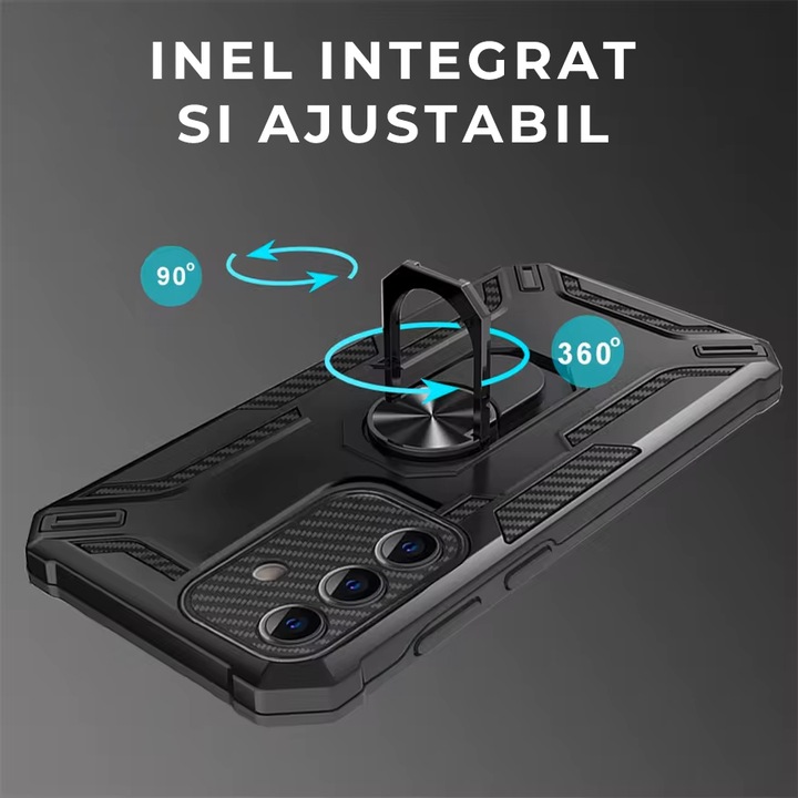 Huzat Samsung A05S gyűrű 360 forgó Daden®, hibrid anti-shock, gyűrűtartó, anti-shock, prémium minőségű, sötétkék