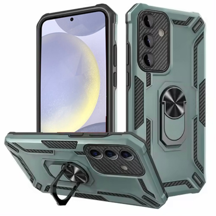 Tok Samsung S24 forgógyűrűhöz 360 Daden®, Hibrid Anti-Shock, Gyűrűtartó, Anti-Shock, Prémium minőségű, Zöld