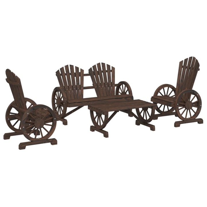 Set mobilier de gradina vidaXL, 4 piese, lemn masiv de brad, 43.65 kg