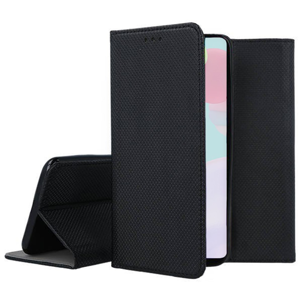 Set husa carte Comando Book si folie silicon compatibila cu Samsung Galaxy A71, Inchidere magnetica, Buzunar interior pentru card, Flip stand, Protectie completa si practica, Negru