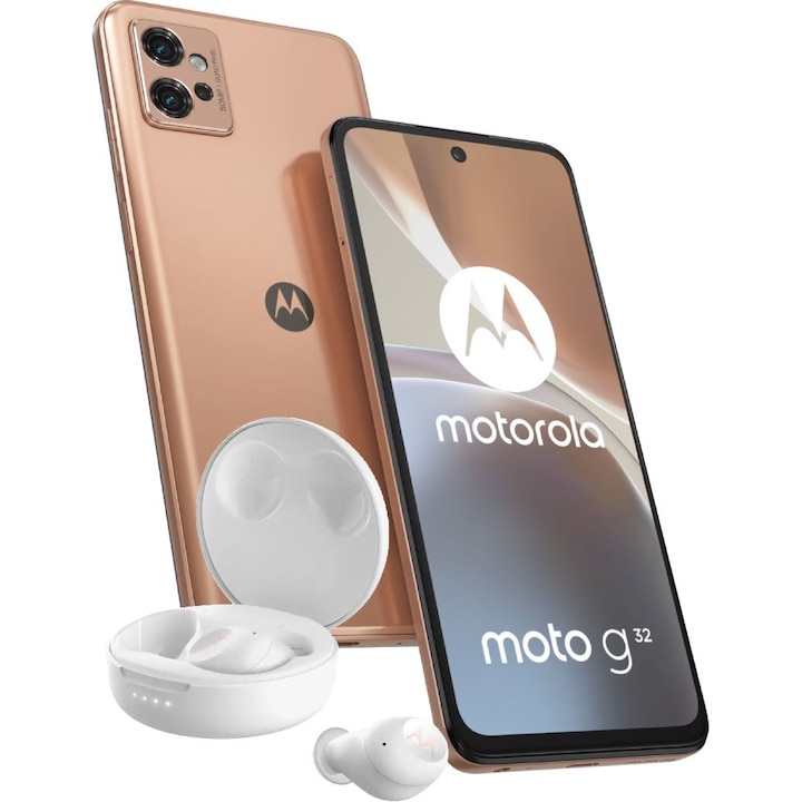 Смартфон Motorola Moto G32, 8GB, 256GB, Rose Gold и Motorola VerveBuds 250