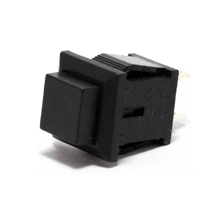 Nyomógomb, Nem reteszelő, Fekete, 250VAC, 1A, 13x11mm