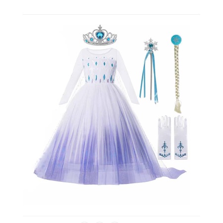 Set costum carnaval Elsa Frozen 2, cu pelerina si accesorii, 3-4ani ...