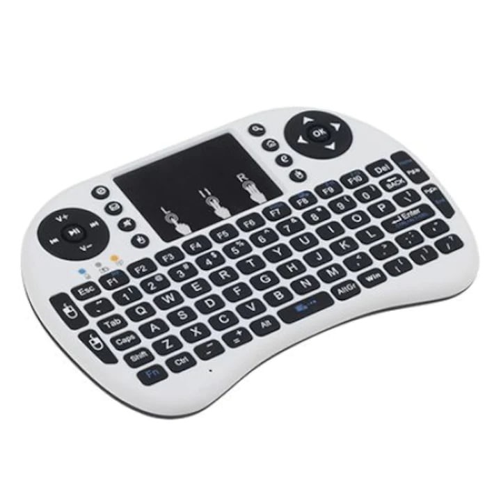 Mini-tastatura Bluetooth, pentru Android Smart, cu touchpad integrat, cu tasta pentru e-mail si control volum, alb