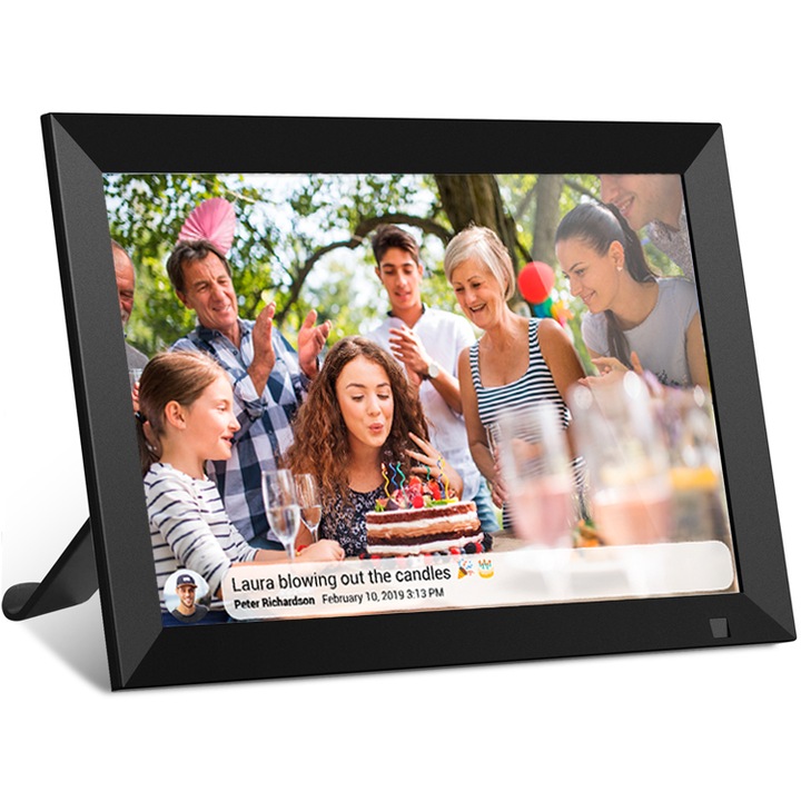WIFI цифрова фоторамка, CHIGOODS, 10.1 инча, 32 GB, сензорен екран 800X1280 HD IPS, приложение Frameo, MicroSD, снимки/видео, високоговорител, черен