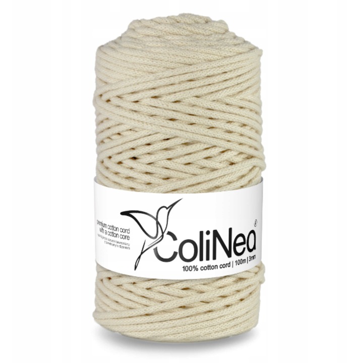 ColiNea pamutzsinór kézművesekhez, 100 m, világos elefántcsont