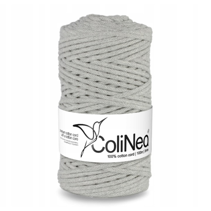 ColiNea pamut zsinór kézművesekhez, 100 m, világosszürke