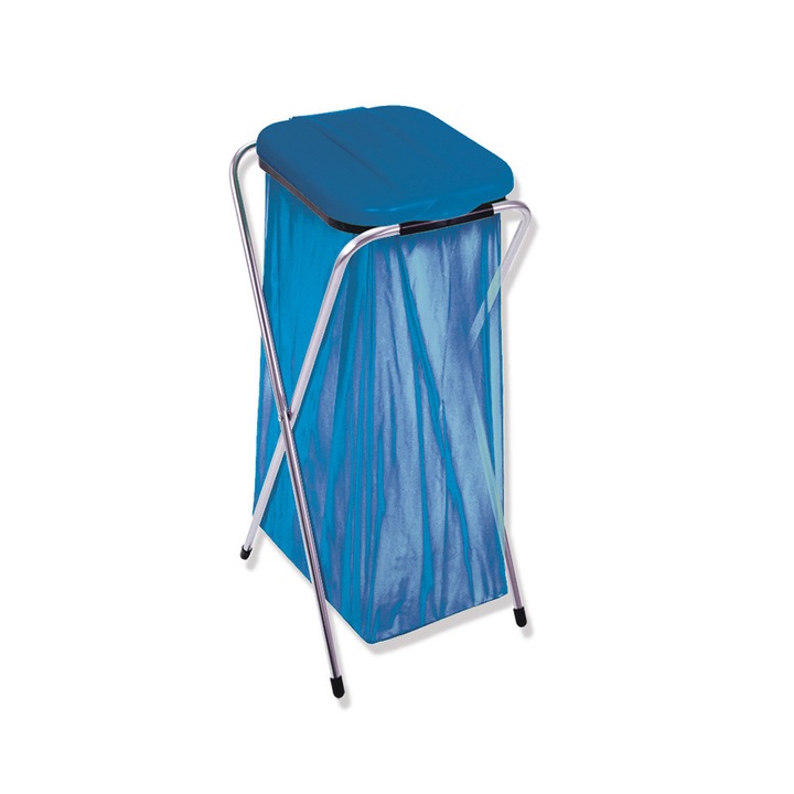 Stand pentru saci de gunoi 20 - 130 litri, Artex Ecofix-1 Solo, albastru, 36 x 42 x 78 cm