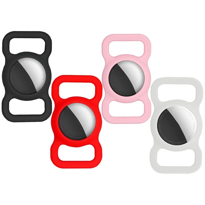 Set 4 husa de protectie compatibila cu Apple AirTag, AllizBan, Silicon, Multicolor