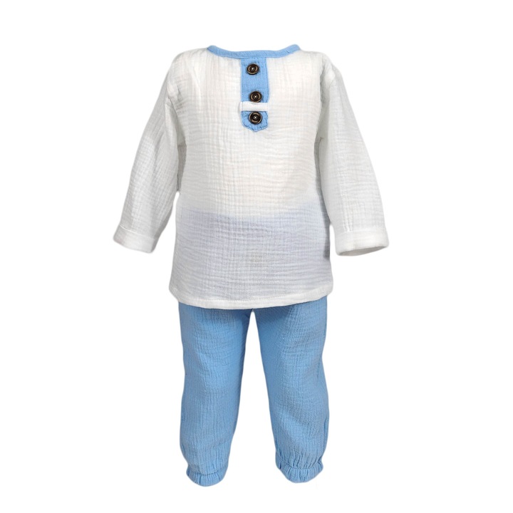 Compleu muselina baieti, Albastru deschis