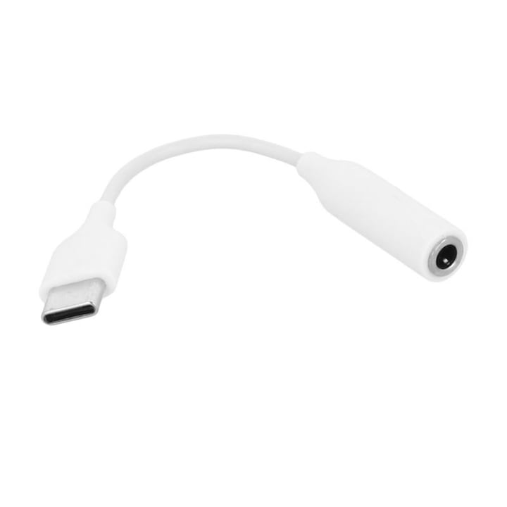 Adaptor audio, Jack 3, 5 mm, USB-C, Samsung Galaxy/Apple iPhone 15, alb