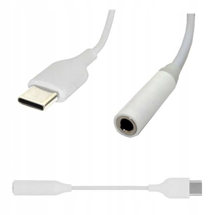 Аудио адаптер, Jack 3.5 mm, USB-C, Samsung Galaxy/Apple iPhone 15, бял