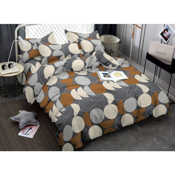 Памучен сатениран памучен спален комплект на точки Cotton World, 3 части, двойно легло, 200x220 см