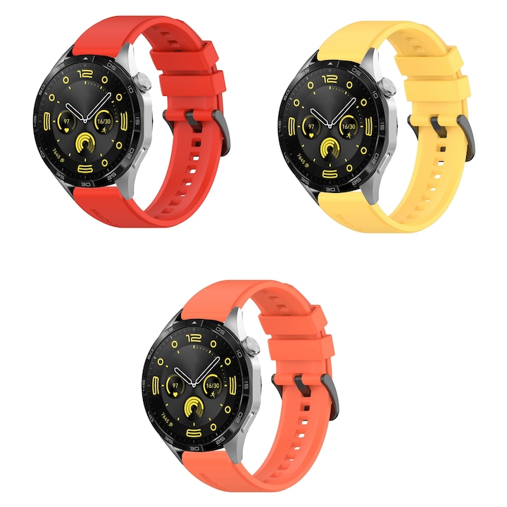 Комплект каишки Smart Pulse, 3 броя, 22 мм, За Huawei Watch GT2 pro, GT2 46 мм, GT 46 мм, GT 2e, Червен/Оранжев/Жълт