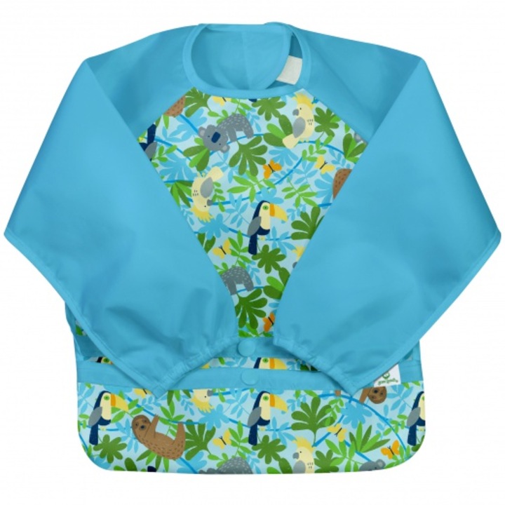 Bavetica Aqua Sloth Jungle multifunctionala cu maneci lungi 12-24 luni - Green Sprouts