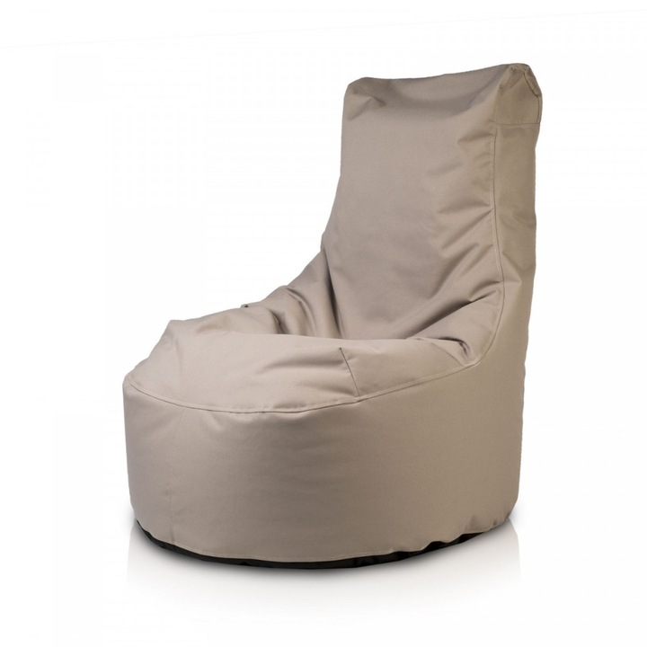 Fotoliu puf Ecopuf Lounger, scaun beanbag ergonomic, confortabil, husa detasabila impermeabila, material textil rezistent indoor/outdoor, la intemperii, UV, apa, usor de curatat. Design modern Cappuccino, 85x70 cm, ideal relaxare
