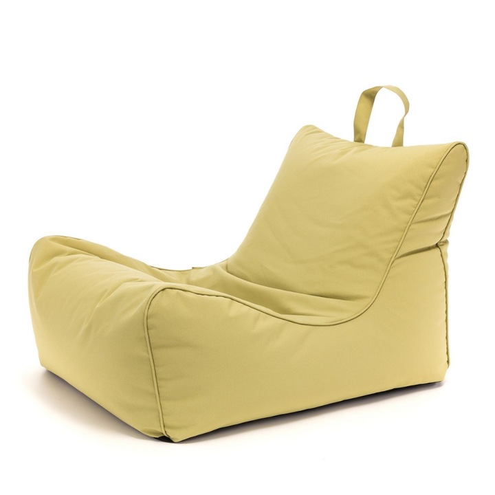 Fotoliu puf Ecopuf Lounger, confort exceptional pentru relaxare, husa detasabila si impermeabila, ideal pentru interior si exterior, design ergonomic 60 x 80 cm, culoare Maslin